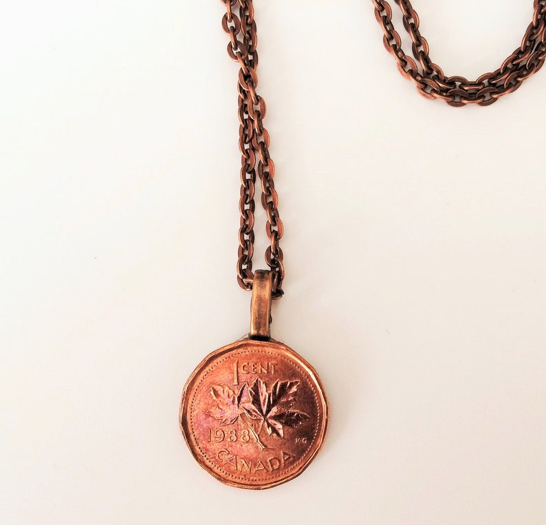 CANADIAN PENNY Necklace / You Pink the Year / Copper Chain / Etsy Canada