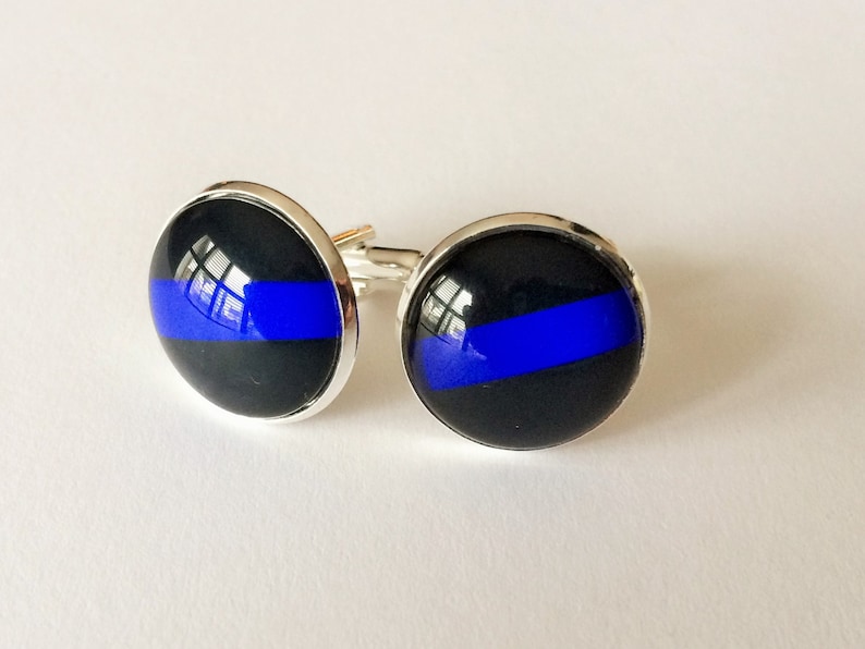 Thin Blue Line CUFFLINKS Police Cuff Links Law Enforcement Cuff Links Police Officer gift Gift boxed