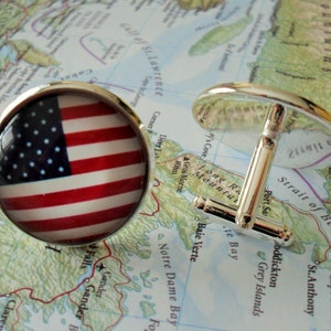 AMERICAN FLAG Cuff Links / Groomsman gift / Father&#39;s Day Gift / USA / Stars and Stripes / Patriotic Gift / Flag cufflinks