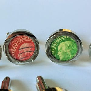 Boutons De Manchette En Argent Sterling 'Liberty Postage Stamp' - Occasion, Très Bel état, Thème Maçonnique