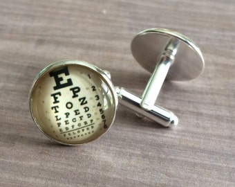 EYE CHART CUFFLINKS / Vision Testing  Links / Gift For Ophthalmologist Optometrist Optician / Snellen Eye Chart / Gift Boxed