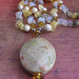 MIXED GEMSTONE Beaded  Pendant NECKLACE / Moonstone / Citrine / Smokey Quartz / Crystal / Unique gift for Her / Natural Stone / Gift boxed