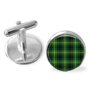 MACARTHUR TARTAN CUFFLINKS / Scottish Tartan Cuff Links / Tartan Jewelry / Personalized Gift  / Ancestral Jewelry / MacArthur  Clan Plaid