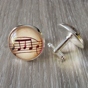 VINTAGE Sheet MUSIC Silver Cufflinks// Music Notes // Gift for Him // Musician Gift // 2 Sizes to choose from // Gift boxed imagem 1