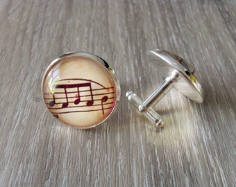 VINTAGE Sheet MUSIC  Silver Cufflinks// Music Notes  // Gift for Him // Musician Gift // 2 Sizes to choose from // Gift boxed