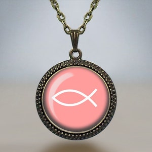JESUS FISH Necklace / Ichthys  / Gift for Her / Gift for Christian / Faith Jewelry / Pendant  / Religious Gift / Choice of Colors / Gift box