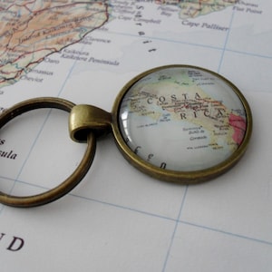 COSTA RICA Map KEYCHAIN  / Travel Souvenir / Costa Rica Souvenir / Custom Map keychain / Map Jewelry / Destination keychain / Travel gift