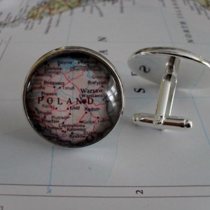 POLOGNE Carte Silver CUFF LINKS // Fête des Pères // cadeau des groomsmen // Noël // Anniversaire // Anniversaire // Cadeau pour lui