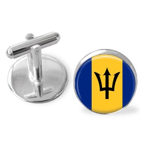 BARBADOS FLAG Boutons de manchette argentés // Fête des Pères // Cadeau des groomsmen // Mariage // Boutons de manchette patriotiques // bouton de manchette // Coffret cadeau