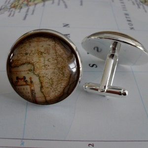 AFRIQUE Carte Silver CUFF LINKS / Fête des Pères / Cadeau Groomsmen / cadeau pour lui / boutons de manchette carte afrique vintage / Boîte cadeau