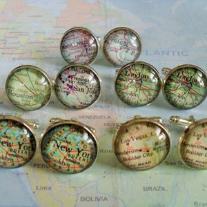 Kaart Manchetknopen 5 sets / Groomsmen Gift / aangepaste manchetknopen / 2 Maten / Vintage Kaart Manchet links / Mix and match / Gift boxed / Wedding manchetknopen