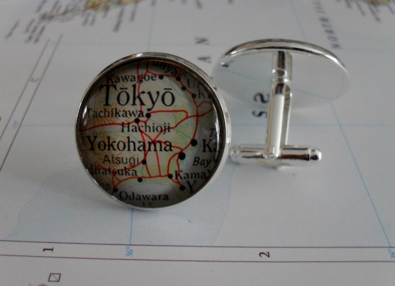 TOKYO Japan Map CUFF LINKS Father/'s Day Tokyo cufflinks Groomsmen Gift Personalized Gift for Him map jewelry Gift Boxed