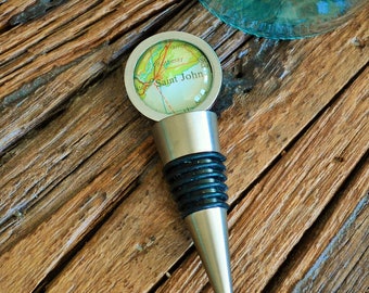 CUSTOM MAP Wine STOPPER / Any Location / Hostess Gift / Housewarming gift / Wedding Favor / Wine Lover Gift / Travel Souvenir / bottle stop