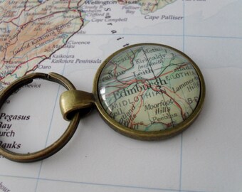EDINBURGH Scotland MAP KEYCHAIN  / Groomsmen Gift / Gift for Him / Anniversary / Father's Day / Travel Souvenir