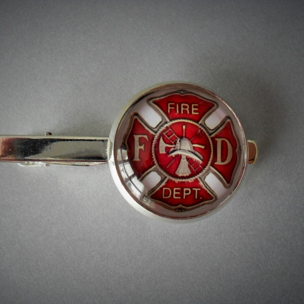 FIREFIGHTER EMBLEM  Tie Bar/ Maltese Cross / Gift for Him / Fireman Gift / 2 Sizes / Tie Clip / Tie Clasp / Tie Slide  / Firefighter gift