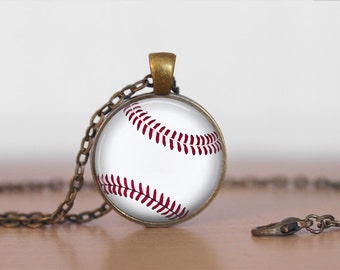 BASEBALL Pendant Necklace / Baseball Player Gift / Sports Gift for Her / Baseball Fan Gift / Gift for Coach / Antique Brass / Gift Boxed