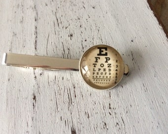 EYE CHART  Tie Bar / Eye Sight Testing Chart  / Unique Gift under 20 dollars / Gift For Ophthalmologist Optometrist Optician /  Gift Boxed