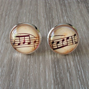 VINTAGE Sheet MUSIC Silver Cufflinks// Music Notes // Gift for Him // Musician Gift // 2 Sizes to choose from // Gift boxed imagem 2