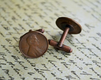 AMERICAN PENNY Cufflinks / Custom / Copper Anniversary Gift / Father's Day / Groomsmen Gift / Personalized Gift / Gift Boxed