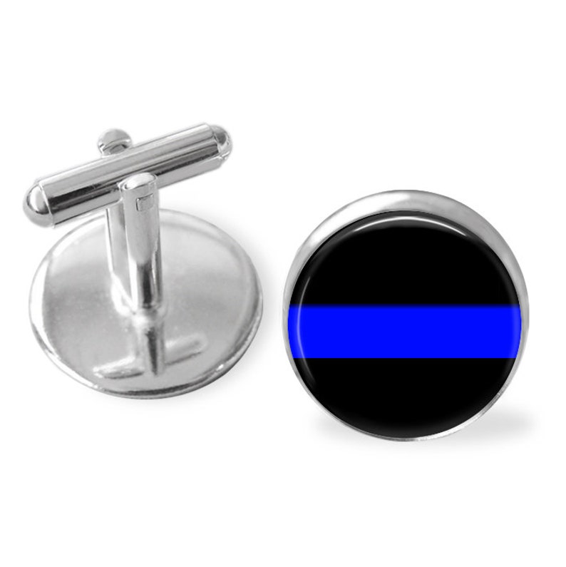 Thin Blue Line CUFFLINKS Police Cuff Links Law Enforcement Cuff Links Police Officer gift Gift boxed