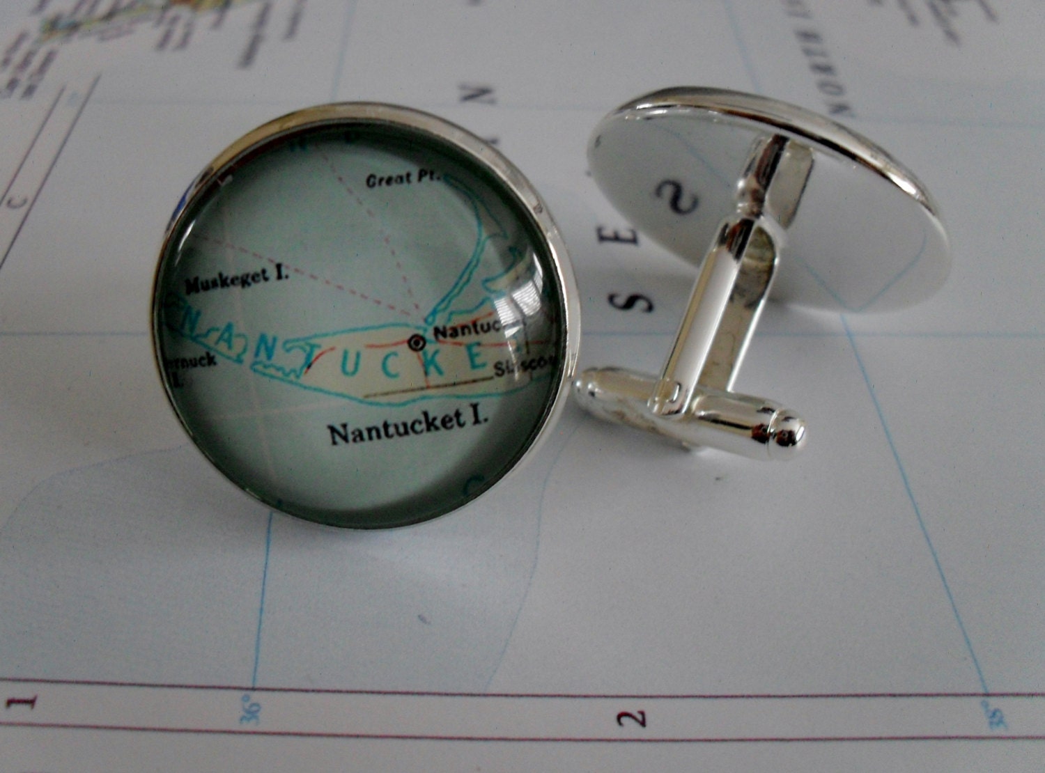 ナンタケット マップ カフスボタン / マサチューセッツ カフスボタン