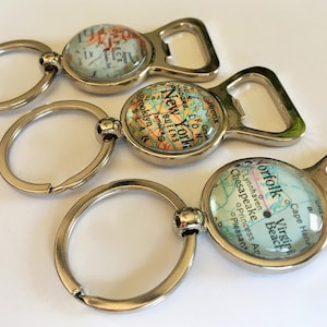 Custom MAP Bottle Opener KEYCHAIN / Groomsmen Gift / Gift for Him /  You Pick the Location / vintage map / personalized / map key ring