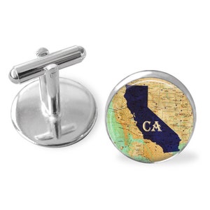 CALIFORNIA STATE Carte Boutons de manchette / Boutons de manchette en Californie / Boutons de manchette CA / carte personnalisée / Cadeau Groomsmen / Cadeau personnalisé pour lui / Coffret cadeau
