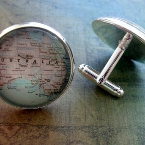 AUSTRALIE Carte Silver CUFF LINKS / Fête des Pères / Cadeau de groomsmen / Cadeau pour lui / Boutons de manchette / bouton de manchette personnalisé / bijoux carte / boîte cadeau
