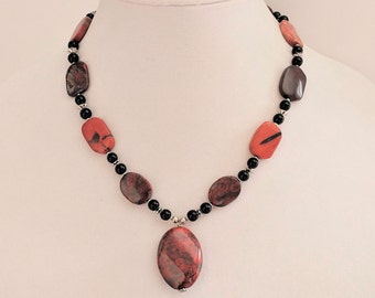 Jasper & Onyx Beaded Necklace / Natural Stone Necklace / Semi Precious /  Unique Gift for Her  / Gift Boxed