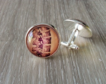 VINTAGE ANATOMY  Silver Cufflinks// The SPINE // Gift for Him // Gift For Chiropractor or Spinal Surgeon // 2 Sizes to choose from