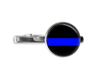 THIN BLUE LINE Tie Bar / Police Tie Clip / Personalized Gift for Him / Law Enforcement Tie Bar / Police Officer gift / Coworker / Gift boxed