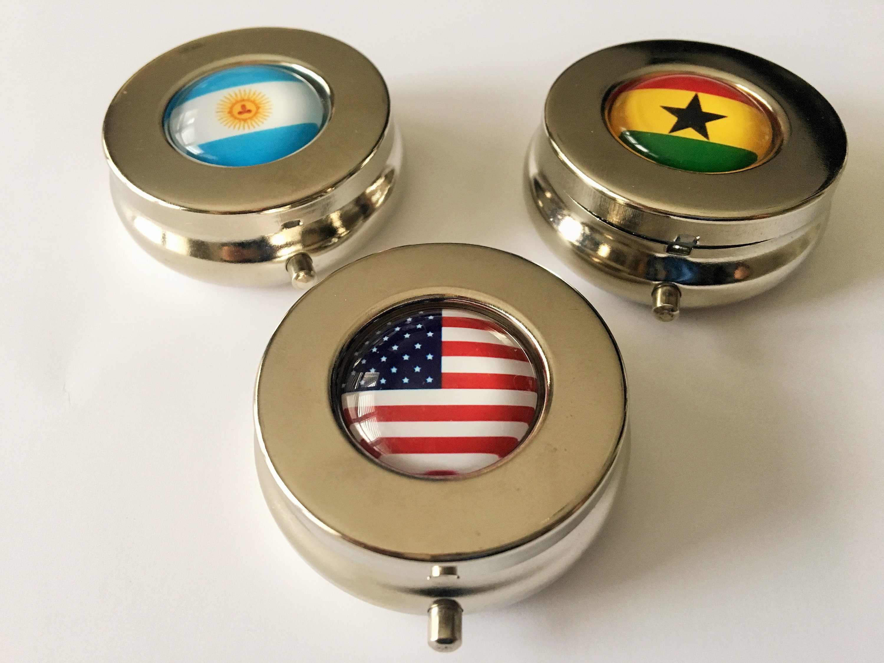 Custom Flag PILL CASE PILLBOX / Country or State Flag Trinket Box / Personalized Gift / Gift Boxed