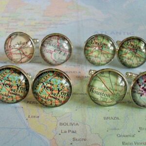 Kaart Manchetknopen 4 sets / Groomsmen Gift / Made to Order / 2 Maten / Custom Map Cuff Links / Mix and match / Gift boxed / Wedding manchetknopen