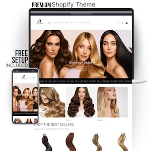 Elegant White Shopify Theme for Hair Extensions & Wigs | Free Installation