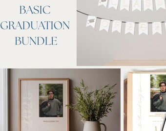 Graduation Party Bundle: Class of 2026 Decorations, Graduation Invitation, Welcome Sign, Banner, Senior Party Decor Instant Download