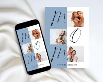 Mother’s Day Photo Card Collage | Printable Mother’s Day Card | Modern Minimalist Mom Card | Mother's Day Gift | Printable Instant Download
