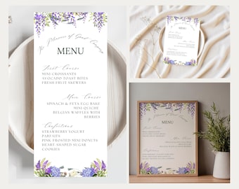 Regency Party Menu | Floral Dinner Menu Card | English Garden Party Printable Food Sign | Instant Download