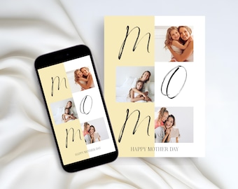 Mother’s Day Photo Card Collage | Printable Mother’s Day Card | Modern Minimalist Mom Card | Mother's Day Gift | Printable Instant Download