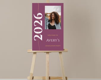 Graduation Party Welcome Sign: Classic Graduation Celebration Signage with Photo GRAD1