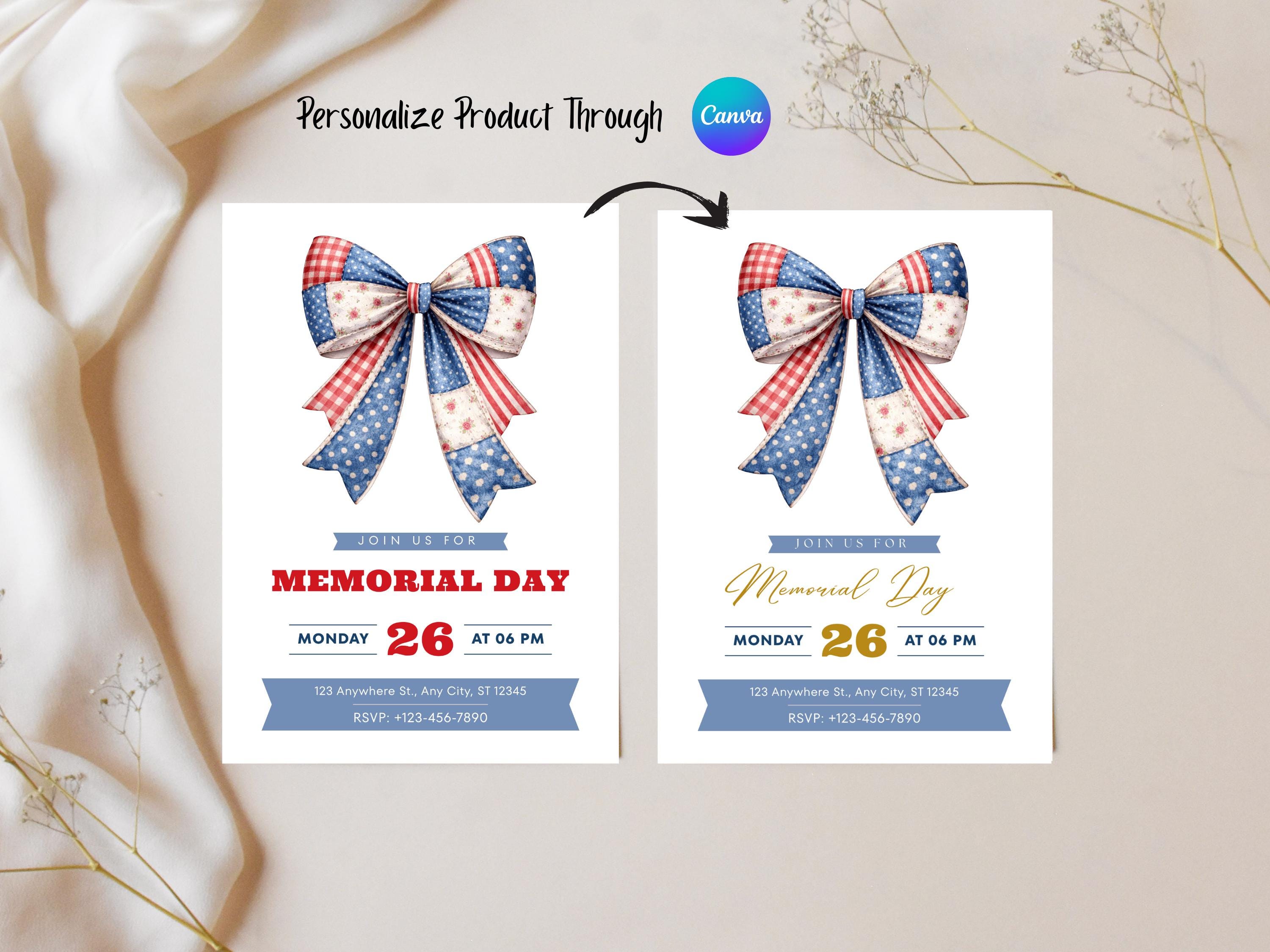 Memorial Day Invitation Printable: Patriotic Party Invite, Memorial Day ...