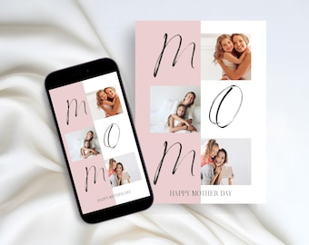 Mother’s Day Photo Card Collage | Printable Mother’s Day Card | Modern Minimalist Mom Card | Mother's Day Gift | Printable Instant Download