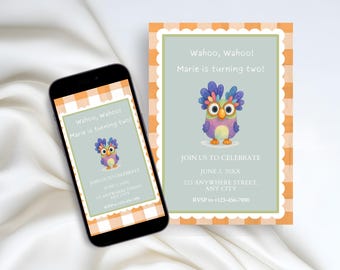 Chattermax Birthday Invitation | Colorful Bird Birthday Invite | Kids Party Invitation Printable | Second Birthday Invite | Instant Download