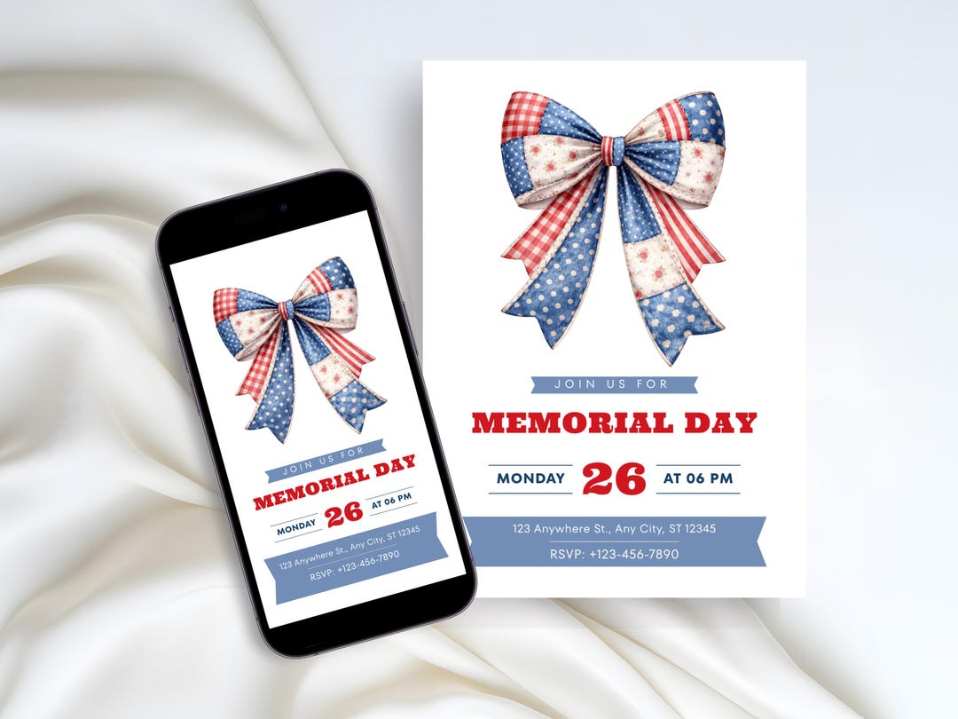 Memorial Day Invitation Printable: Patriotic Party Invite, Memorial Day ...