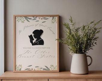 Regency Party Welcome Sign: Jane Austen Book Club Sign, Pride and Prejudice Soiree English Garden Tea Party Signage, The Other Bennet Sister