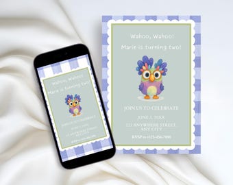 Chattermax Birthday Invitation | Colorful Bird Birthday Invite | Kids Party Invitation Printable | Second Birthday Invite | Instant Download