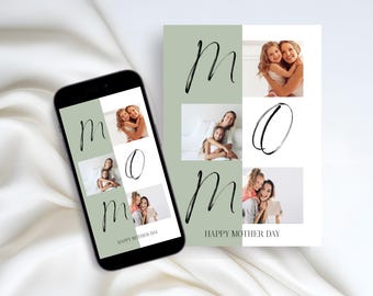 Mother’s Day Photo Card Collage | Printable Mother’s Day Card | Modern Minimalist Mom Card | Mother's Day Gift | Printable Instant Download