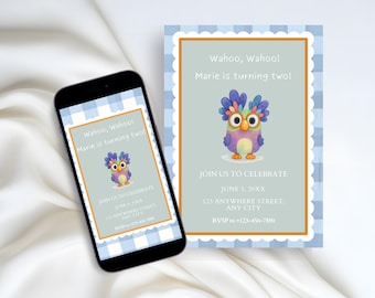 Chattermax Birthday Invitation | Colorful Bird Birthday Invite | Kids Party Invitation Printable | Second Birthday Invite | Instant Download