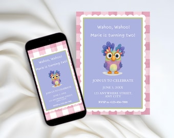 Chattermax Birthday Invitation | Colorful Bird Birthday Invite | Kids Party Invitation Printable | Second Birthday Invite | Instant Download