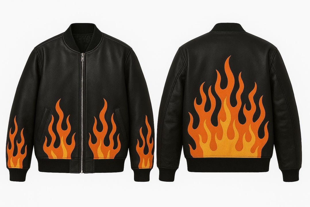 Fire Pattern Jacket Men’s Black Flame Bomber Jacket – Printer Fire Streetwear Zipper Jacket ...