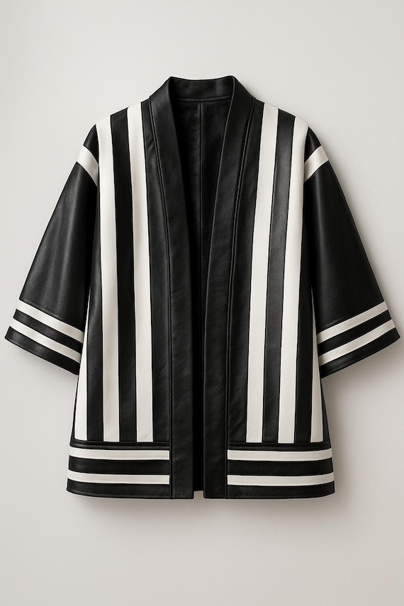 Men's Women's Striped Kimono Jacket – Black and White Samurai